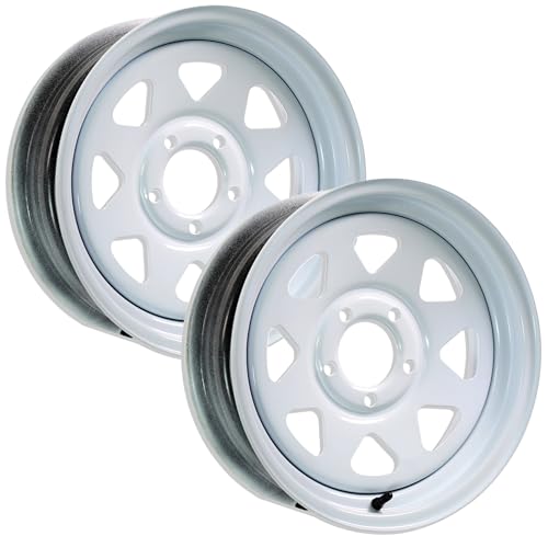 eCustomrim 2-Pack Trailer Wheel 15X5 15 Inch 5 Lug On 4.5 White Spoke Rim