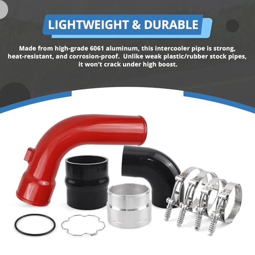 Turbo Intercooler Outlet Tube Cold Side Charge Pipe Compatible with 2017-2024 Ford Power Stroke 6.7L(Red) - color: Red