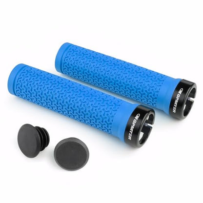 GPMTER Bike Handlebar Grips, Single Lock on Bicycle Handle Bar, for BMX, Mountain, MTB, Beach Cruiser, Scooter, Folding Bike, Soft Non-Slip-Rubber Hand Grip Comfortable Ergonomic - color: Blue