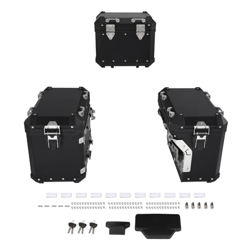 TCMT Trunk Top Box Saddlebags Side Case Fit For BMW R1200GS/R1200GS Adventure 2013-2018 R1250GS 19-24 F850GS/F850GS Adventure 17-22 F900GS 23-25 - color: Black, size: Saddleabg & Trunk Set