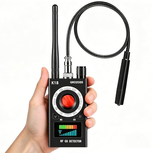 K18 Hidden Camera Detector, 3-in-1 GPS Tracker Detector & Bug Detector, Ultra-Long Battery Life Signal Scanner with Magnetic Field Finder for Hotels, Bathroom, Home, Office, Travel