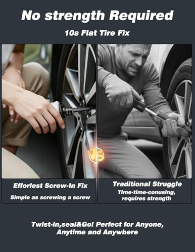Tire Repair Rubber Nail Kit, 70 PCS Screw-in Tubeless Tire Repair Nail Kit for Car, Motorcycle, Truck, ATV, SUV, Tractor