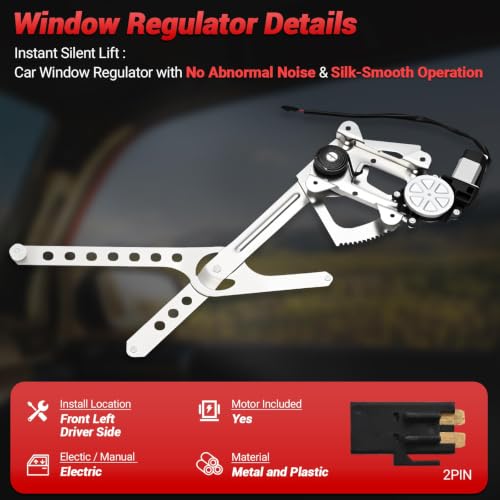 PZ 741-655 Front Driver Side Power Window Regulator with Motor Assembly Compatible with Chevy/GMC C1500 C2500 C3500 K1500 K2500 K3500 Chevy Blazer Tahoe GMC Yukon 1988-2000 - style: 741-655