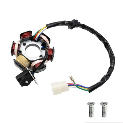 PRO BAT 6 Coils 5 Wires Stator Magneto ATV Magneto Stator Plate - size: 6 Coil Pole Magneto with Male Plug