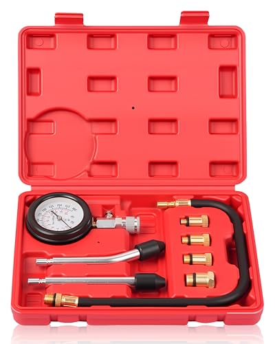 DAYUAN Professional Petrol Engine Compression Tester Kit Set, Red Case - color: Red