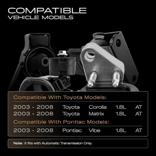 4PCS Engine Motor Transmission Mount Set Compatible with Toyota Corolla - size: 2003-2008 Corolla 1.8L