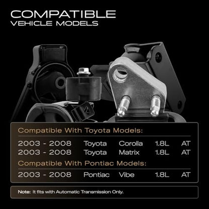 4PCS Engine Motor Transmission Mount Set Compatible with Toyota Corolla - size: 2003-2008 Corolla 1.8L