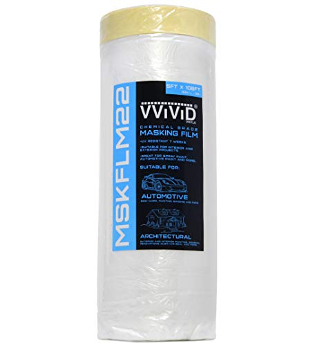 VViViD Chemical Grade Heavy-Duty Self-Adhesive Tape and Drape Masking Film Plastic Drop Cloth (1 Pack (60" x 108ft)) - size: 1 Pack (60" x 108ft)