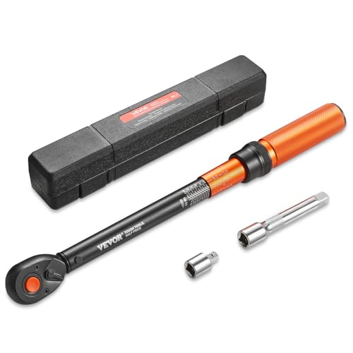VEVOR Torque Wrench, 1/2-inch Drive Click Torque Wrench, 14.8-162.4 lbf-ft / 20-220 N.m, Dual Scale Readings, ±3% High Precision, with Extension Bar, Adapter and Storage Case, for Automotive Repair - size: 1/2" 3 PCS