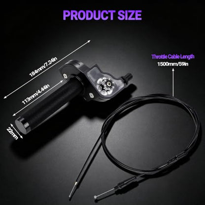 Motorcycle Twist Throttle 7/8" 22mm with Throttle Cable CNC Assembly Universal for CRF KLX SSR TTR DRZ CT200U 125 150 200 250cc Dirt Pit Bike ATV Mini Bike Black - color: black