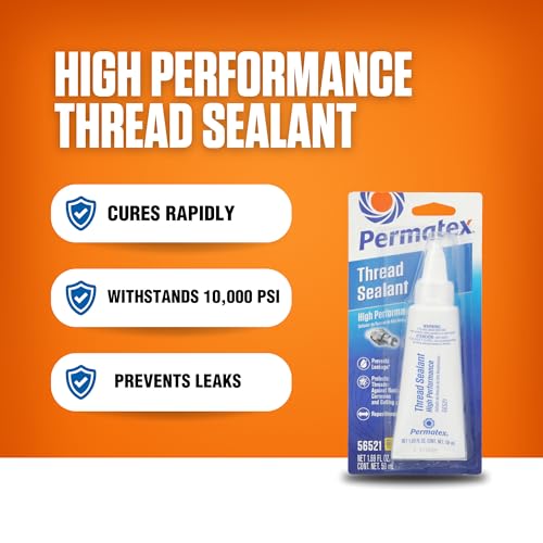 Permatex 56521 High Performance Thread Sealant, 50 ml, White - size: 50 ml, style: High Performance Thread Sealant