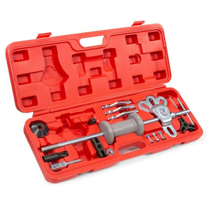 XtremepowerUS Rear Wheel Bearing Puller Kit, 5 lb Slide Hammer Axle Puller Set with CR-V Steel Jaw Attachments, Wheel Hub Remover, Internal & External Puller Adapters - size: 5 Lbs