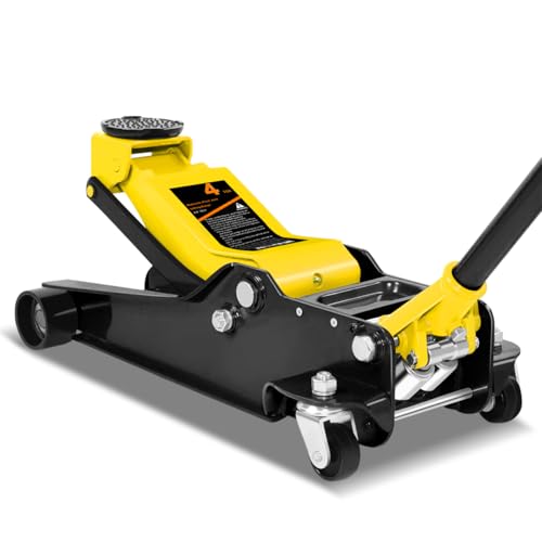 DNA Motoring Low Profile Hydraulic Trolley Service/Floor Jack, 4 Ton (8000 lbs) Capacity, Lifting Range 4.5"-20", Yellow, TOOLS-00307-YL - color: Yellow, style: 4 ton