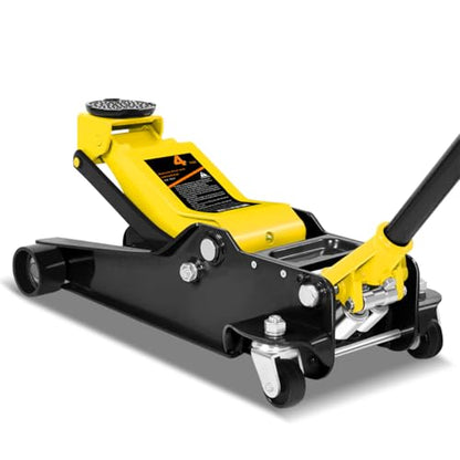 DNA Motoring Low Profile Hydraulic Trolley Service/Floor Jack, 4 Ton (8000 lbs) Capacity, Lifting Range 4.5"-20", Yellow, TOOLS-00307-YL - color: Yellow, style: 4 ton