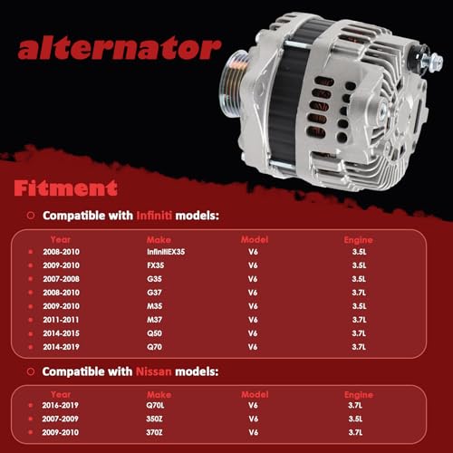 23100JK01A Alternator 11340N Compatible with 2007-2019 Infiniti - color: 2008-2010 Infiniti EX35