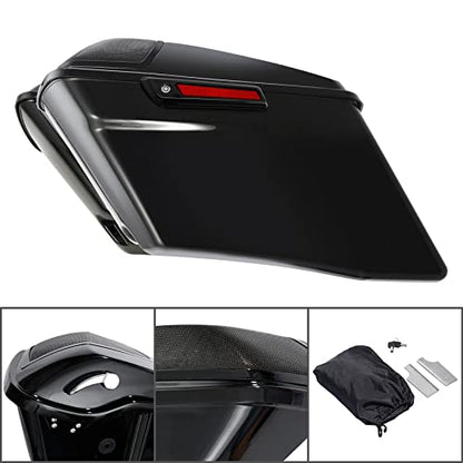 TCT-MOTORPARTS 4" Extended Hard Saddlebags Fits for Harley Touring CVO - color: Vivid Black w/ Black Latches