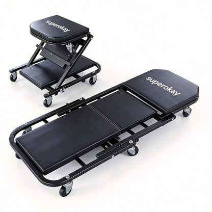 superokay 2-in-1 Folding Creeper Seat, 36-Inch, 300LBS Capacity - size: 36 inch