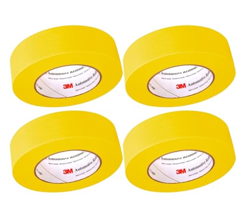 3M Automotive Refinish Masking Tape, 36 mm x 55 m, High-Temperature Resistant – 4-Pack for Clean Paint Lines