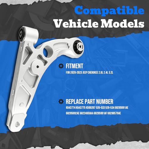 AUTOKAY Front Lower Control Arm Suspension Kit for Jeep Cherokee 2020-2023 - size: 18.11''×16.85''×5.12''