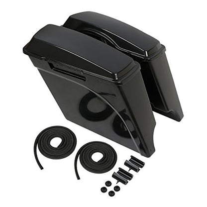 TCMT Unpainted 5" Stretched Extended Hard Saddlebags Fit For Harley Touring Models CVO Road Glide Road King Street Glide Electra Glide Ultra Classic 1994-2013 - color: Unpainted Black(No Latches)