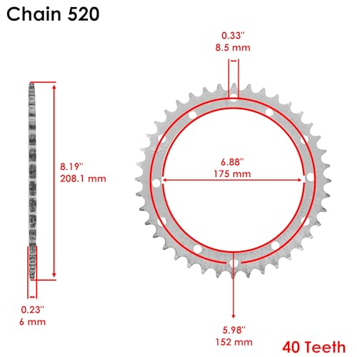 Caltric Red Drive Chain And Sprockets Kit Compatible with Yamaha Warrior 350 Yfm350X 1989-2004