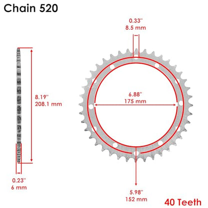 Caltric Red Drive Chain And Sprockets Kit Compatible with Yamaha Warrior 350 Yfm350X 1989-2004