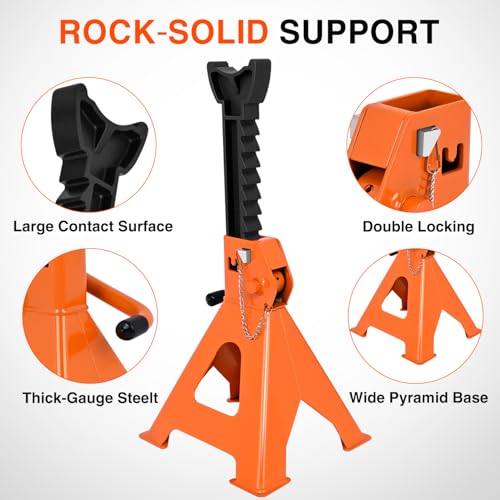 Nilight 3-Ton Jack Stands, Double Locking, 6,600 lb Capacity, 2-Pack - size: 3T