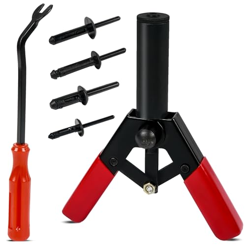 OTUAYAUTO 82Pcs Plastic Rivet Gun Set - size: 80Pcs 4 Sizes Clips with 2 Remover