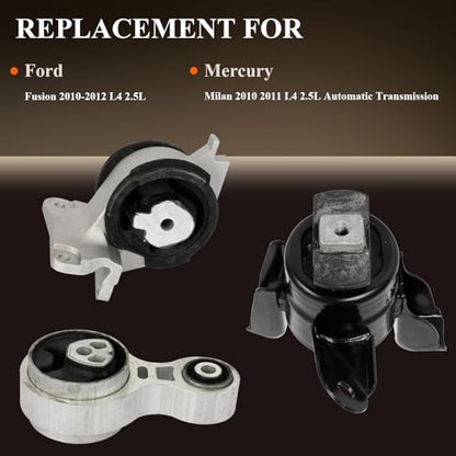 Engine Motor Mount & Trans Mount Kit for Ford Fusion 2010-2012 L4 2.5L - size: 2010-2012 Ford Fusion L4 2.5L