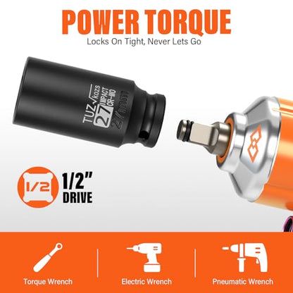 1/2" Drive Impact Socket Set, 35 PCS Shallow (8mm-32mm) & Deep (10mm-32mm) - size: 1/2" Deep&Standard 35pc