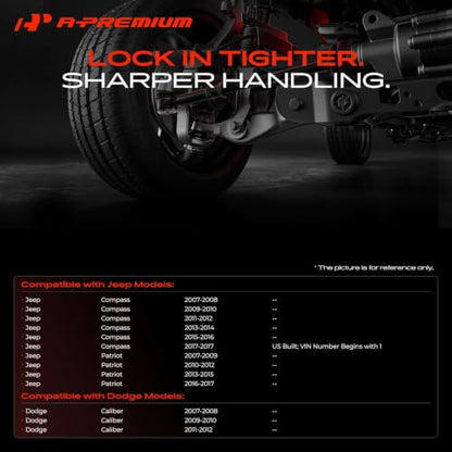 A-Premium Front Inner & Outer Tie Rod End Kit - Fix Uneven Tire Wear