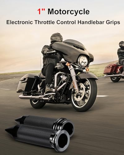 Motorcycle Hand Grips 1 Inch Handlebar Grips Electronic Throttle Compatible with Harley Davidson Touring Softail Road Street Glide Road King 2008-2024 - color: black