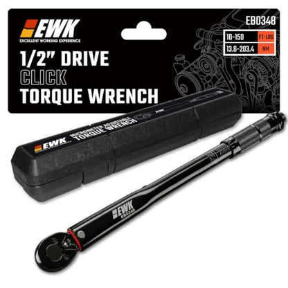 EWK 1/2" Drive Click Torque Wrench 10-150 ft-lbs (13.6-203.4 Nm)