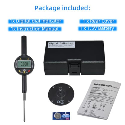 Precision Digital Dial Gauge,Dlectrical Digital Indicator Accuracy of 0.001mm/0.00005 "Metric and Imperial Measure Tool Electronic Dial Gauge with A Range of 25.4mm,for 3D Printing,CNC Machine - size: 1 in/0.001