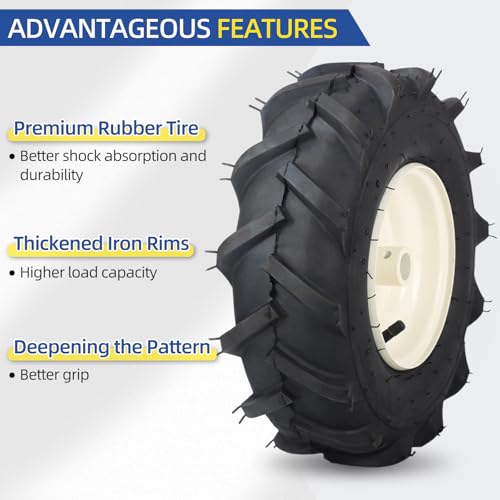 GICOOL 13x5.00-6 Tiller Tire & Wheel 3/4" Axle, 2PK for Craftsman Troy-Bilt - size: 13x5.00-6, 3/4" Axle Bore