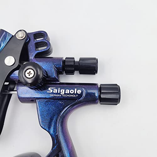 HVLP 6800B spray gun 1.3mm with no wash cup and adapter car spayer painting tool spray air paint gun airbrush low pressure 260L/MIn (Blue)