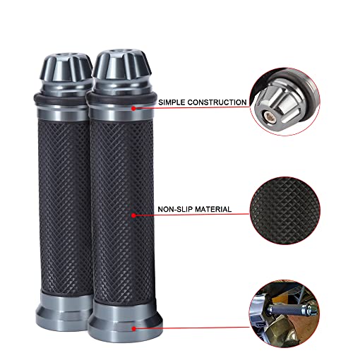 DREAMIZER 2Pcs Motorcycle Handle Grips Rubber Handlebars Universal 22mm Anti-Skid Rubber Handlebars Motorbike - Grey - color: Grey