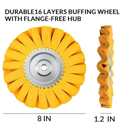 10" S-Shape Airway Buffing Wheel with One-Piece Hub（Medium） - color: Medium Polishing