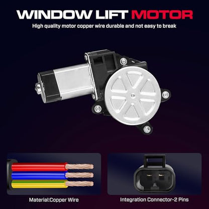Front Passenger Side Power Window Regulator with Motor (2 Pins) Fit for 2001-2006 Chevrolet Silverado 1500 3500, Avalanche Suburban GMC Sierra 1500 2500 3500 Yukon XL Cadillac Escalade, 741-645 - size: Front Passenger (RH)