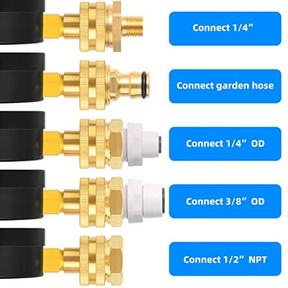 MEANLIN MEASURE 0~200Psi 3/4" Female Water Pressure Kit Plus 5 adapters, 2.5" FACE DIAL Multi-Purpose Pressure Gauge Kit, Hydraulic Tester,Suitable for Gardens, Water Pipes, etc - color: Black, size: 0-200Psi (With Fittings)