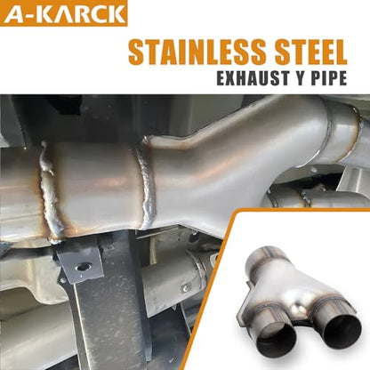 A-KARCK Exhaust Y Pipe 3" Inlet, Stainless Steel 2.25" Outlet 10" Long Y Pipe Withstands High Temperatures - color: Y Pipe, size: 3.0 To 2.25inch 10"Long