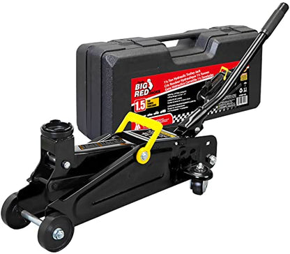 BIG RED AT820014SB Torin Hydraulic Trolly Service/Floor Jack with Blow Mold Carrying Storage Case, 1.5 Ton (3,000 lb) Capacity, Black - size: 1.5 Ton (3,000 lb) with Case