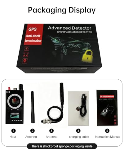 K18 Hidden Camera Detector, 3-in-1 GPS Tracker Detector & Bug Detector, Ultra-Long Battery Life Signal Scanner with Magnetic Field Finder for Hotels, Bathroom, Home, Office, Travel