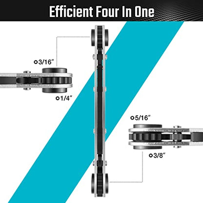 DURATECH 4 IN 1 HVAC Service Wrench, 3/16", 1/4", 5/16", 3/8" - size: 1PC Flat Service Ratchet Wrench