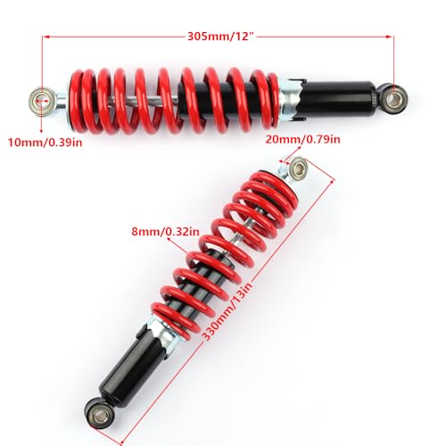 2pcs 305mm 12" Adjustable Front Shock Absorber Suspension Replacement for 50cc 70cc 90cc 110cc 125cc Coolster ATV Quad ATV Coolster TaTao Dune Go Kart Minibike Dirt Pit Bike