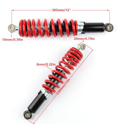 2pcs 305mm 12" Adjustable Front Shock Absorber Suspension Replacement for 50cc 70cc 90cc 110cc 125cc Coolster ATV Quad ATV Coolster TaTao Dune Go Kart Minibike Dirt Pit Bike