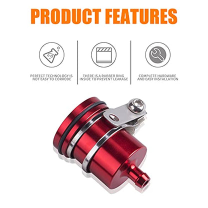 Universal Motorcycle Aluminum Brake Fluid Reservoir Oil Cup Fit For Yamaha Kawasaki Honda Suzuki BMW and more (Red) - color: red
