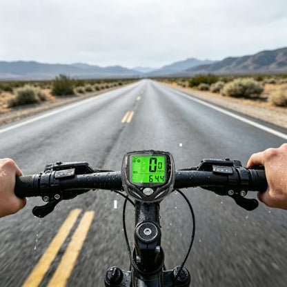 SOON GO Wireless Waterproof Bike Computer, Bicycle Speedometer Odometer with Large LCD Green Backlight, Auto Sleep & Wake-Up, Accurate Multi-Function Speed Tracker for Mountain, Road & Folding Bikes