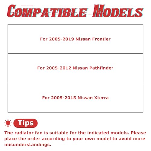 PartsFlow Cooling Fan Compatible with Nissan Frontier Pathfinder Xterra - color: For Nissan