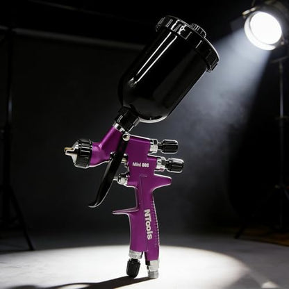 Touch-Up Mini Air Spray Gun, 1.2mm Stainless Steel Nozzle, 250ml Capacity, HVLP Auto Paint Sprayer for Cars and Furniture (Purple, 1.2mm Nozzle) - color: Purple, size: 1.2mm Nozzle